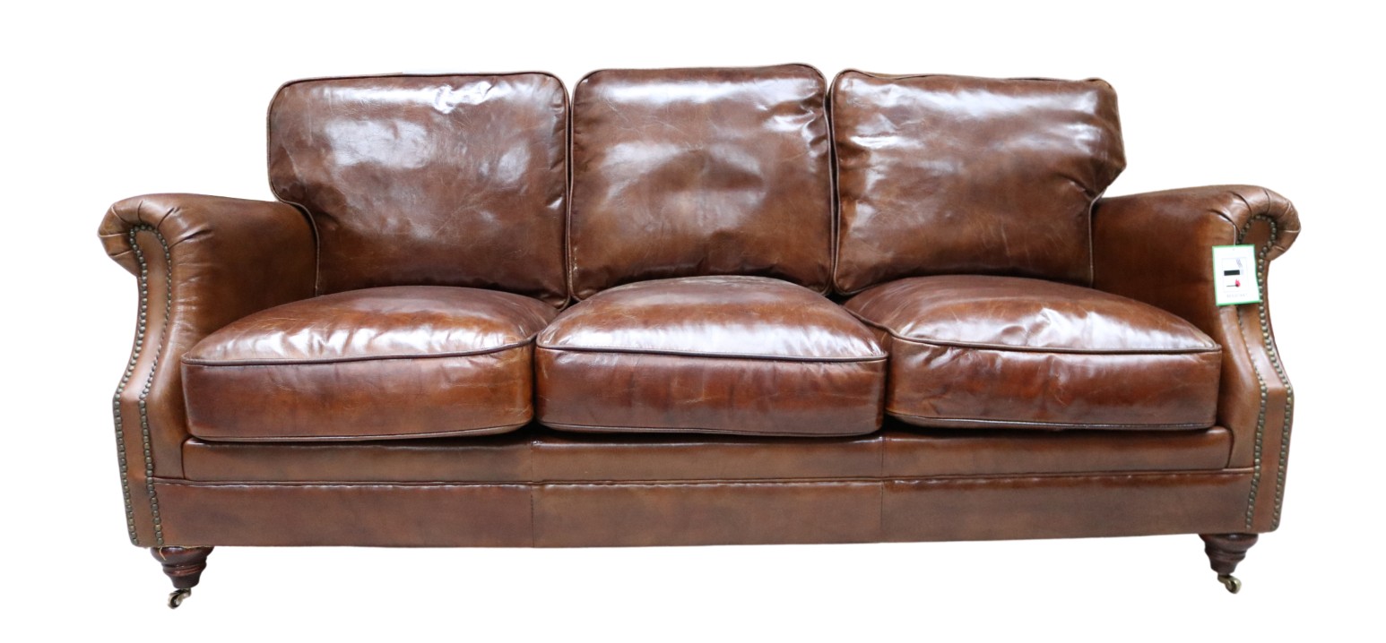 Product photograph of Luxury 3 Seater Vintage Distressed Brown Real Leather Sofa Settee from Chesterfield Sofas