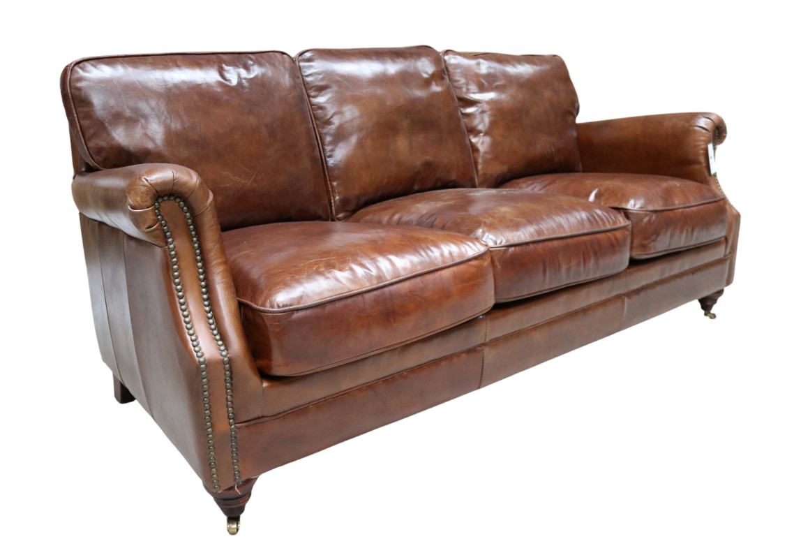 Product photograph of Luxury 3 Seater Vintage Distressed Brown Real Leather Sofa Settee from Chesterfield Sofas.