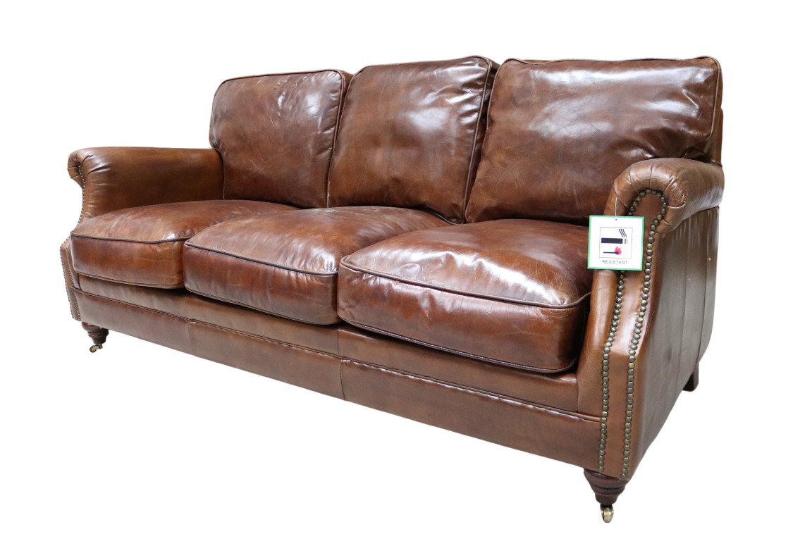 Product photograph of Luxury 3 Seater Vintage Distressed Brown Real Leather Sofa Settee from Chesterfield Sofas.
