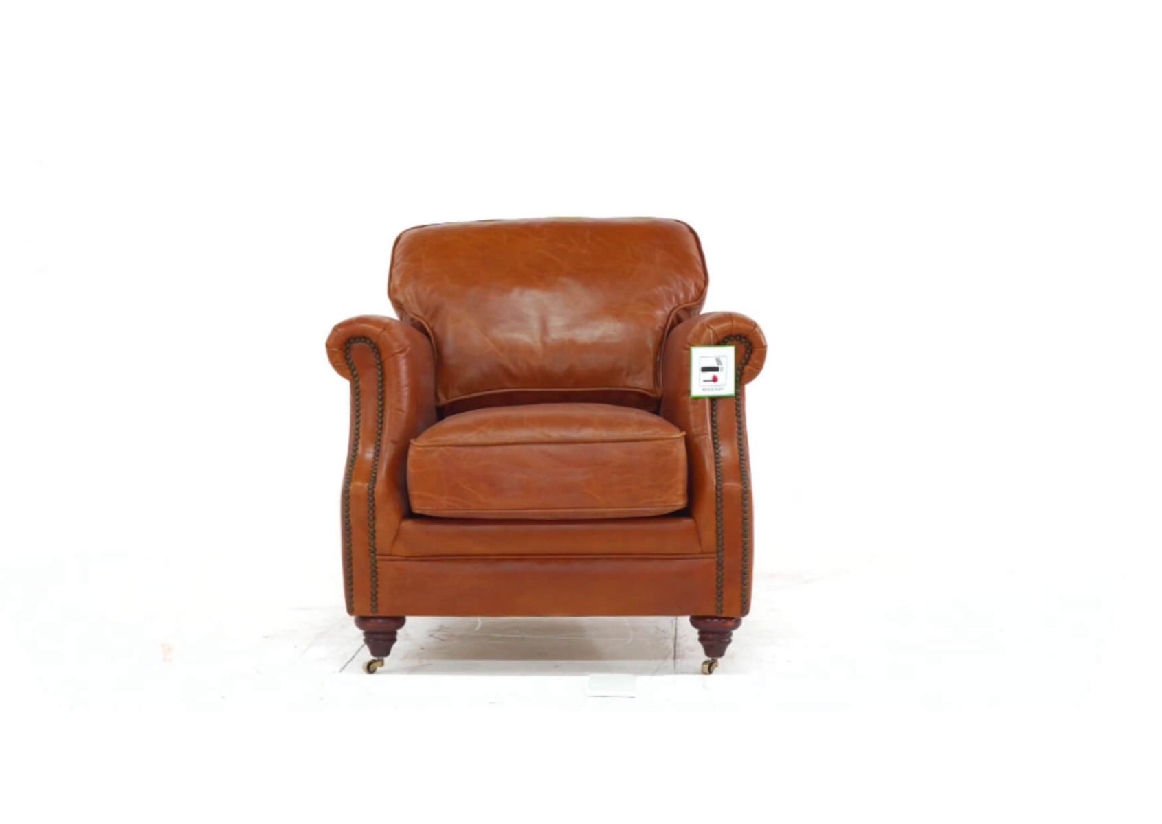 Product photograph of Corby Vintage Retro Distressed Tan Real Leather Armchair from Chesterfield Sofas.