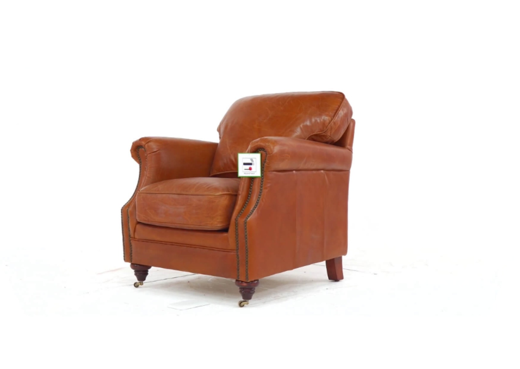 Product photograph of Corby Vintage Retro Distressed Tan Real Leather Armchair from Chesterfield Sofas.