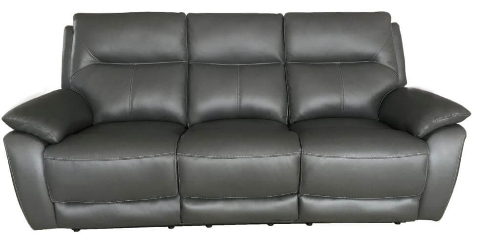 Product photograph of Manhattan Handmade 3 Seater Reclining Sofa Italian Grey Real Leather In Stock from Chesterfield Sofas