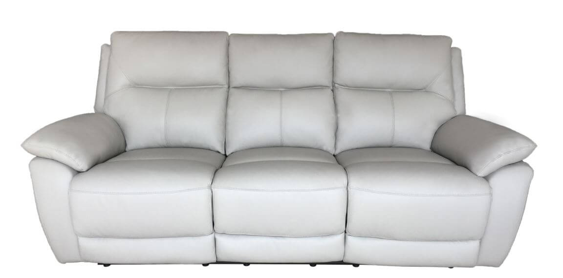 Product photograph of Manhattan Handmade 3 Seater Reclining Sofa Italian Putty Real Leather In Stock from Chesterfield Sofas