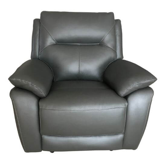 Product photograph of Manhattan Handmade Reclining Armchair Italian Grey Real Leather In Stock from Chesterfield Sofas