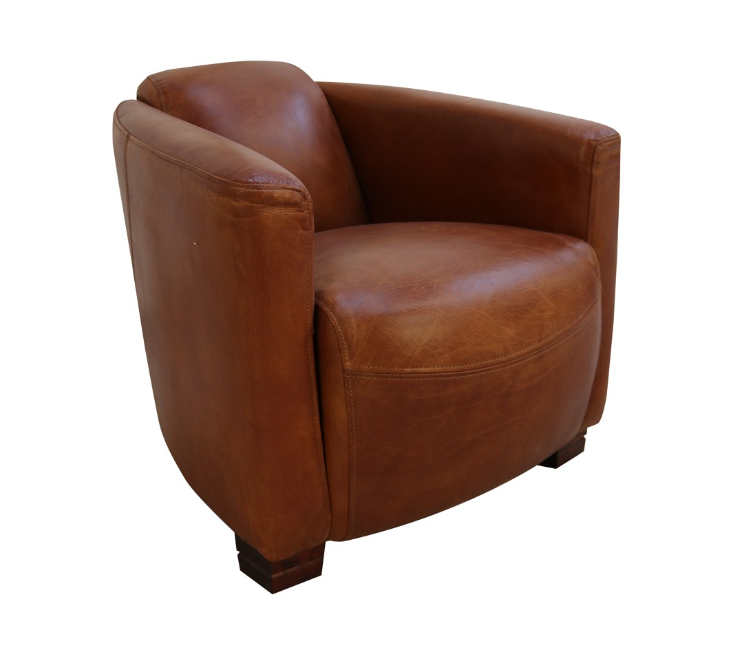 Product photograph of Marlborough Custom Made Vintage Tub Chair Distressed Tan Real Leather from Chesterfield Sofas.