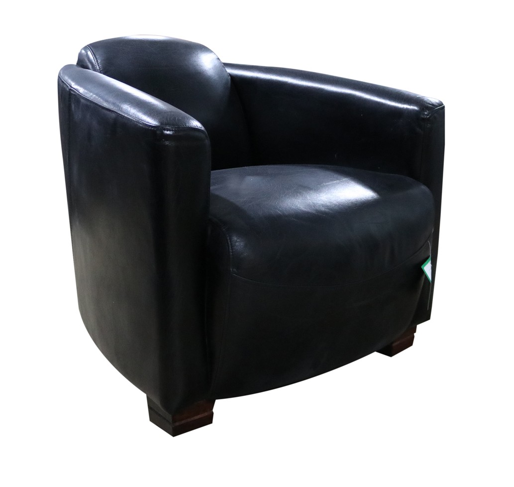 Product photograph of Marlborough Genuine Tub Chair Vintage Black Real Leather from Chesterfield Sofas