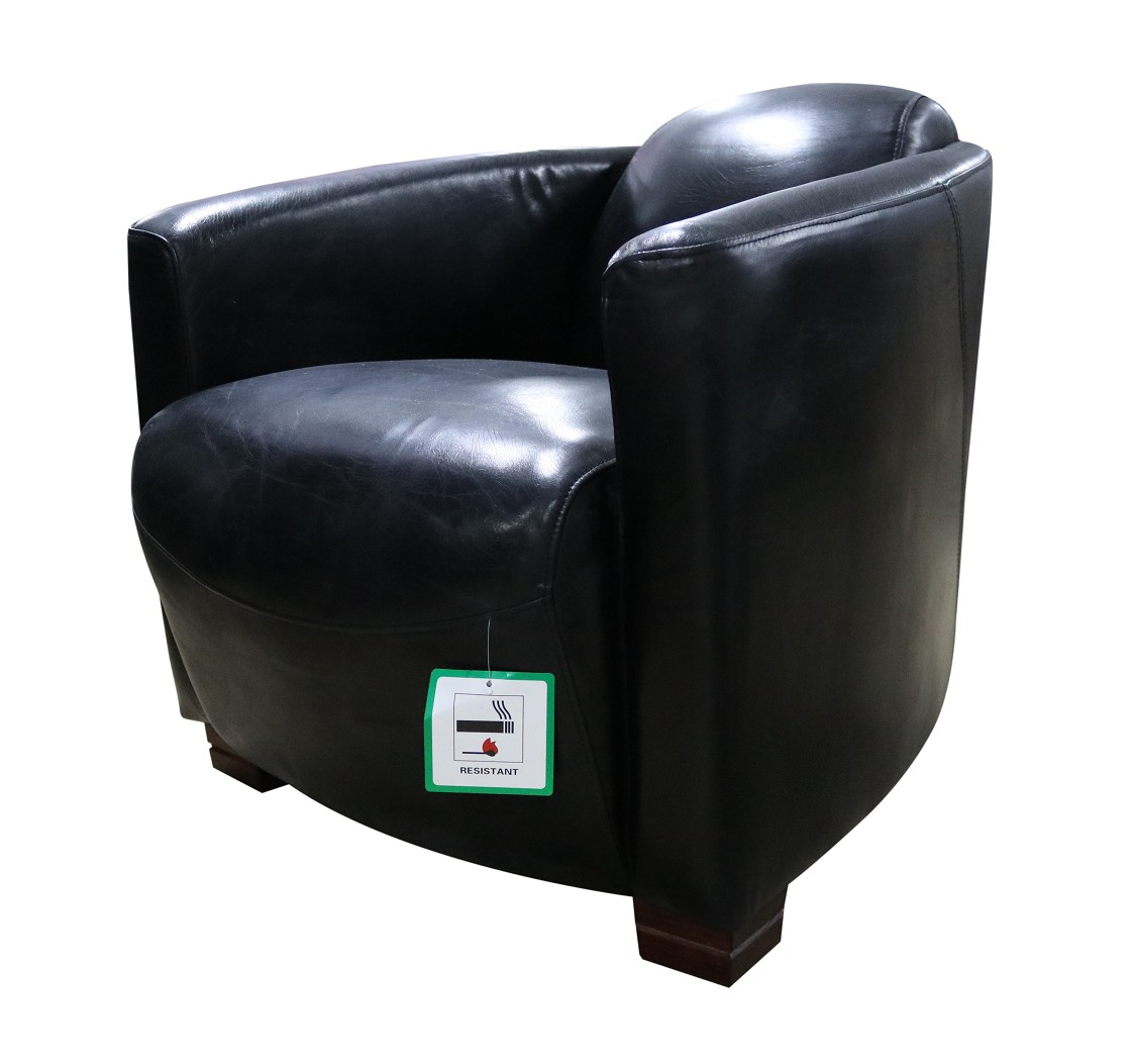 Product photograph of Marlborough Genuine Tub Chair Vintage Black Real Leather from Chesterfield Sofas.