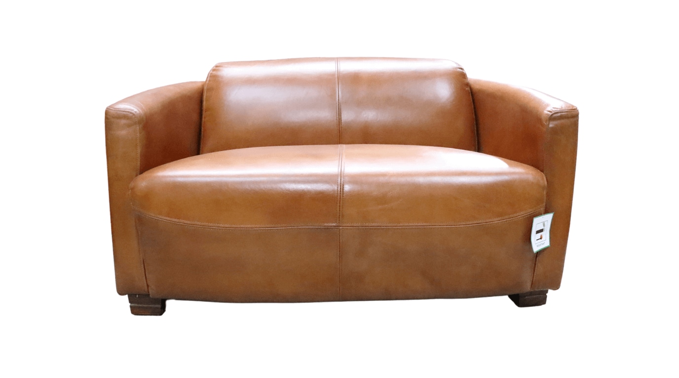 Product photograph of Marlborough Genuine Vintage 2 Seater Tub Sofa Distressed Tan Real Leather from Chesterfield Sofas