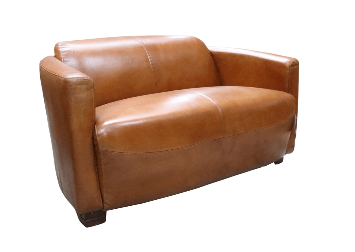 Product photograph of Marlborough Genuine Vintage 2 Seater Tub Sofa Distressed Tan Real Leather from Chesterfield Sofas.