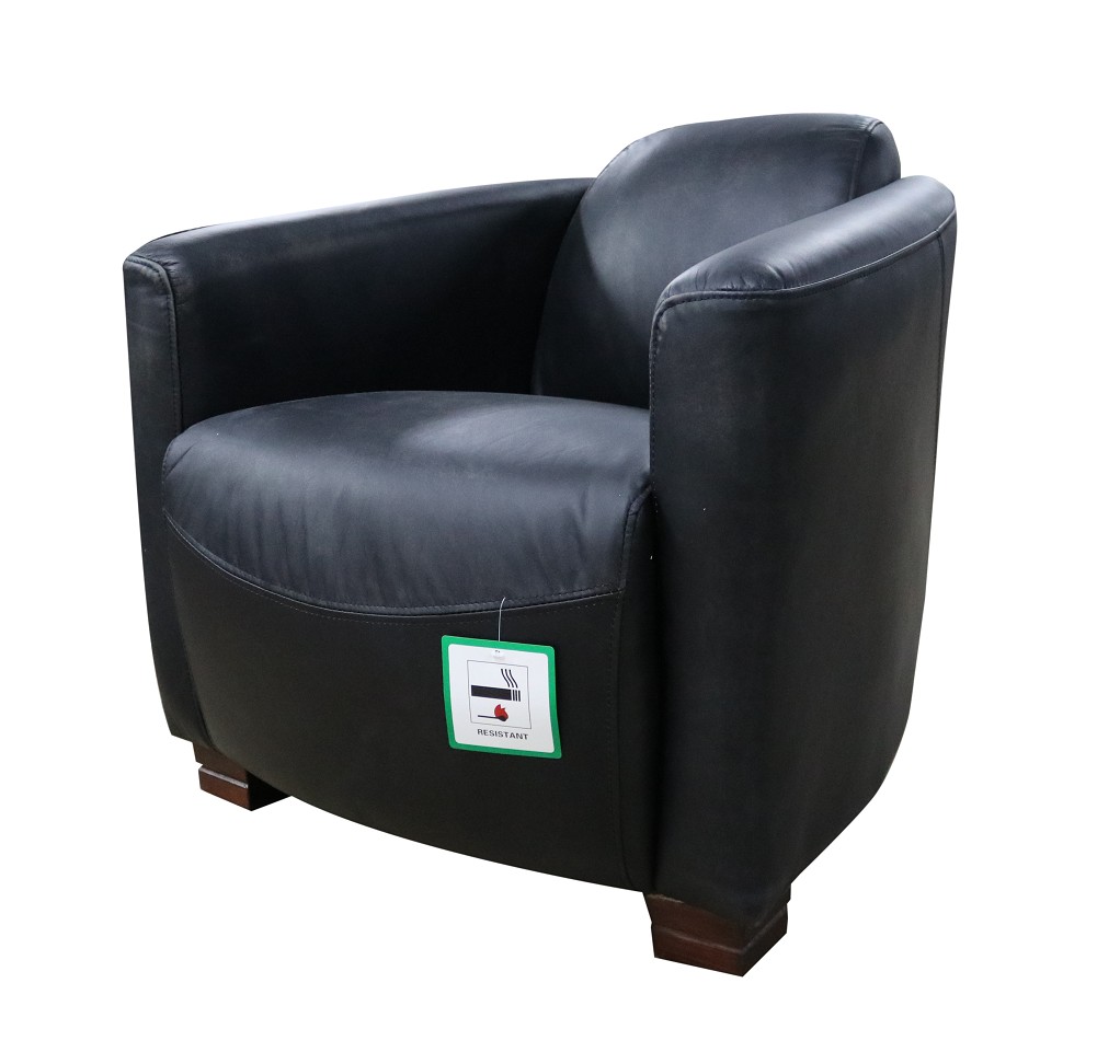 Product photograph of Marlborough Genuine Vintage Tub Chair Wash Black Real Leather from Chesterfield Sofas.