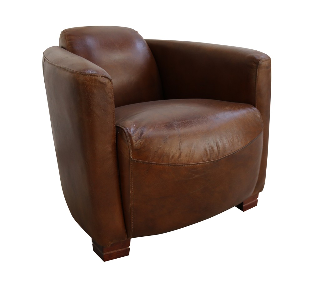 Product photograph of Marlborough Handmade Vintage Distressed Brown Leather Tub Chair In Stock from Chesterfield Sofas.