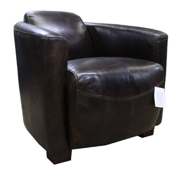 Product photograph of Marlborough Handmade Vintage Distressed Tobacco Brown Leather Tub Chair In Stock from Chesterfield Sofas.
