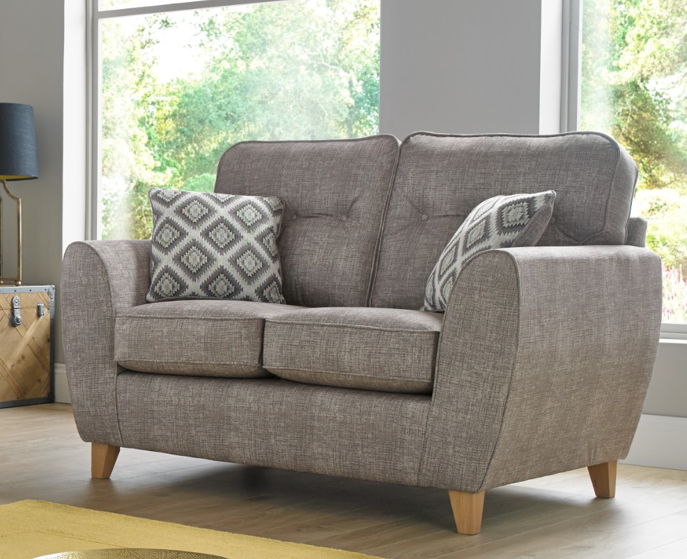 Product photograph of Maya Handmade 2 Seater Settee Upholstered In Wheat Real Fabric Sofa from Chesterfield Sofas