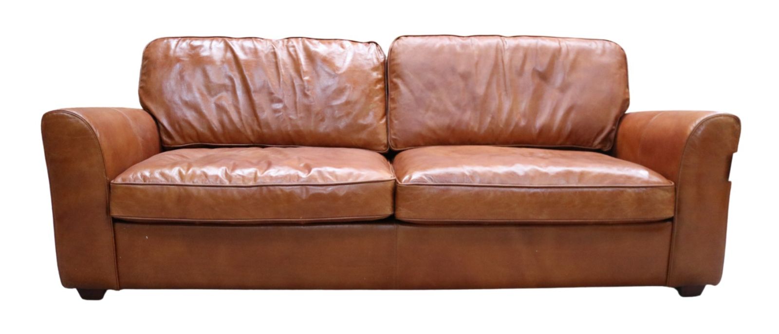 Product photograph of Mikado 3 Seater Vintage Retro Distressed Tan Real Leather Sofa from Chesterfield Sofas