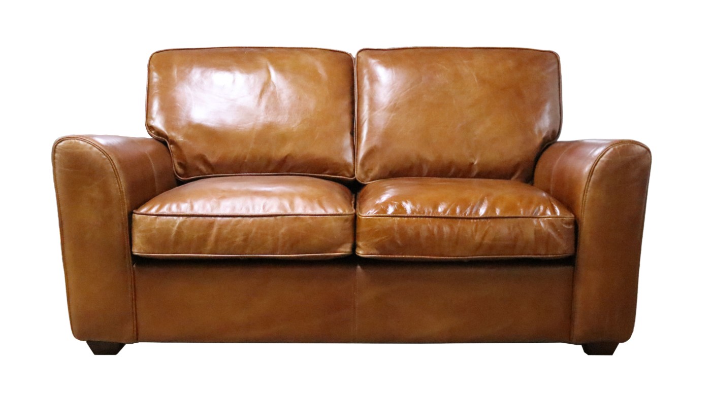 Product photograph of Mikado Handmade 2 Seater Sofa Vintage Retro Distressed Tan Real Leather from Chesterfield Sofas