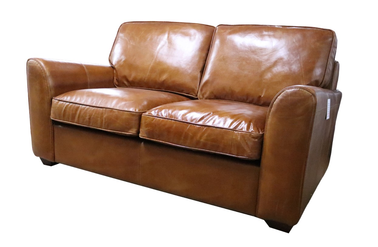Product photograph of Mikado Handmade 2 Seater Sofa Vintage Retro Distressed Tan Real Leather from Chesterfield Sofas.