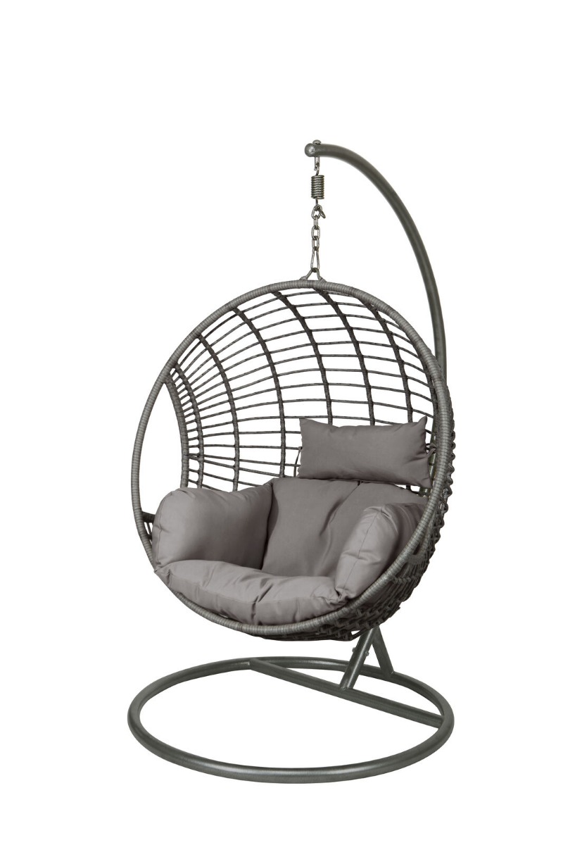 Product photograph of Milo Grey Rattan Single Egg Chair With Aluminium Base from Chesterfield Sofas