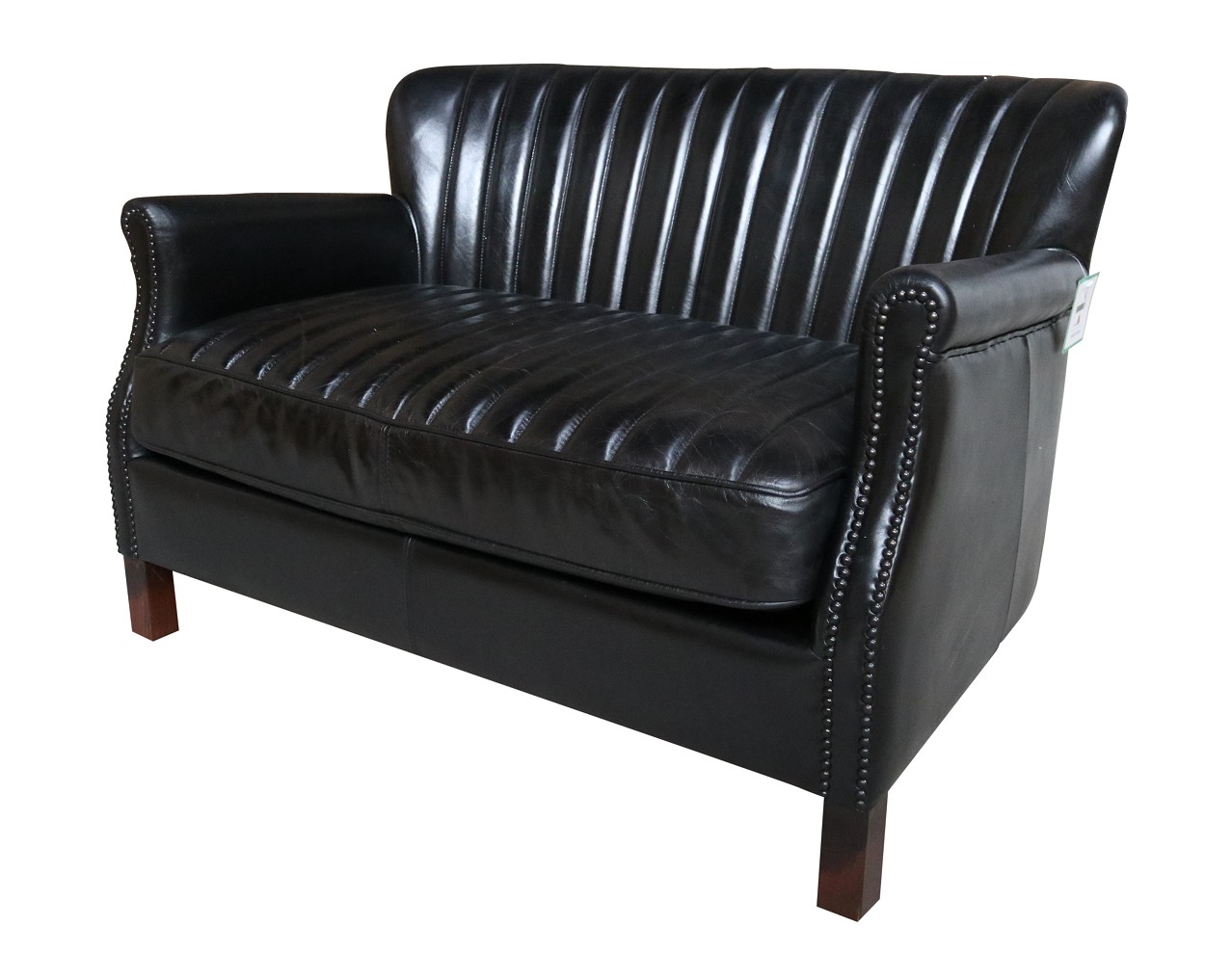 Product photograph of Montrose Handmade 2 Seater Settee Sofa Vintage Distressed Black Real Leather from Chesterfield Sofas.