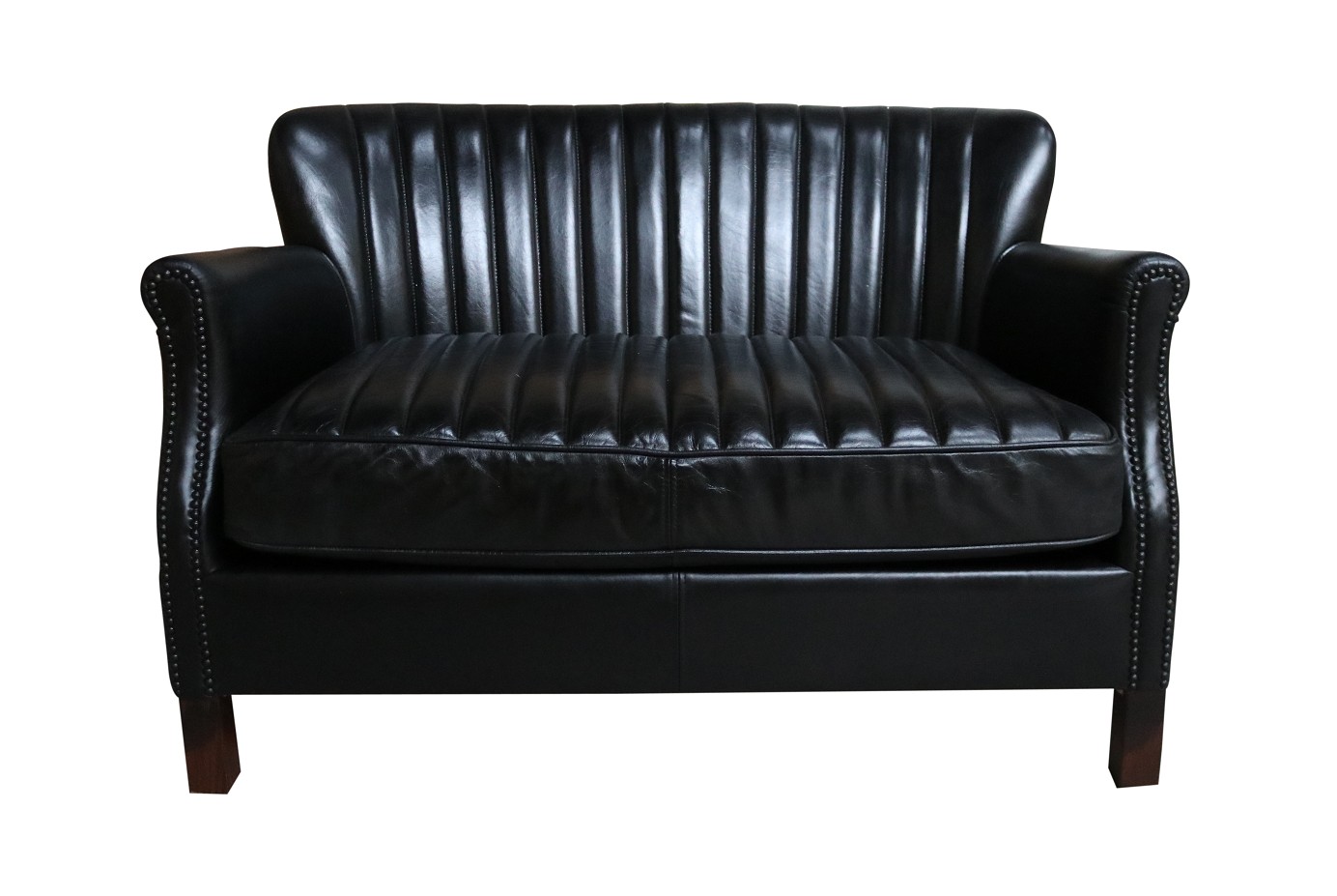 Product photograph of Montrose Handmade 2 Seater Settee Sofa Vintage Distressed Black Real Leather from Chesterfield Sofas