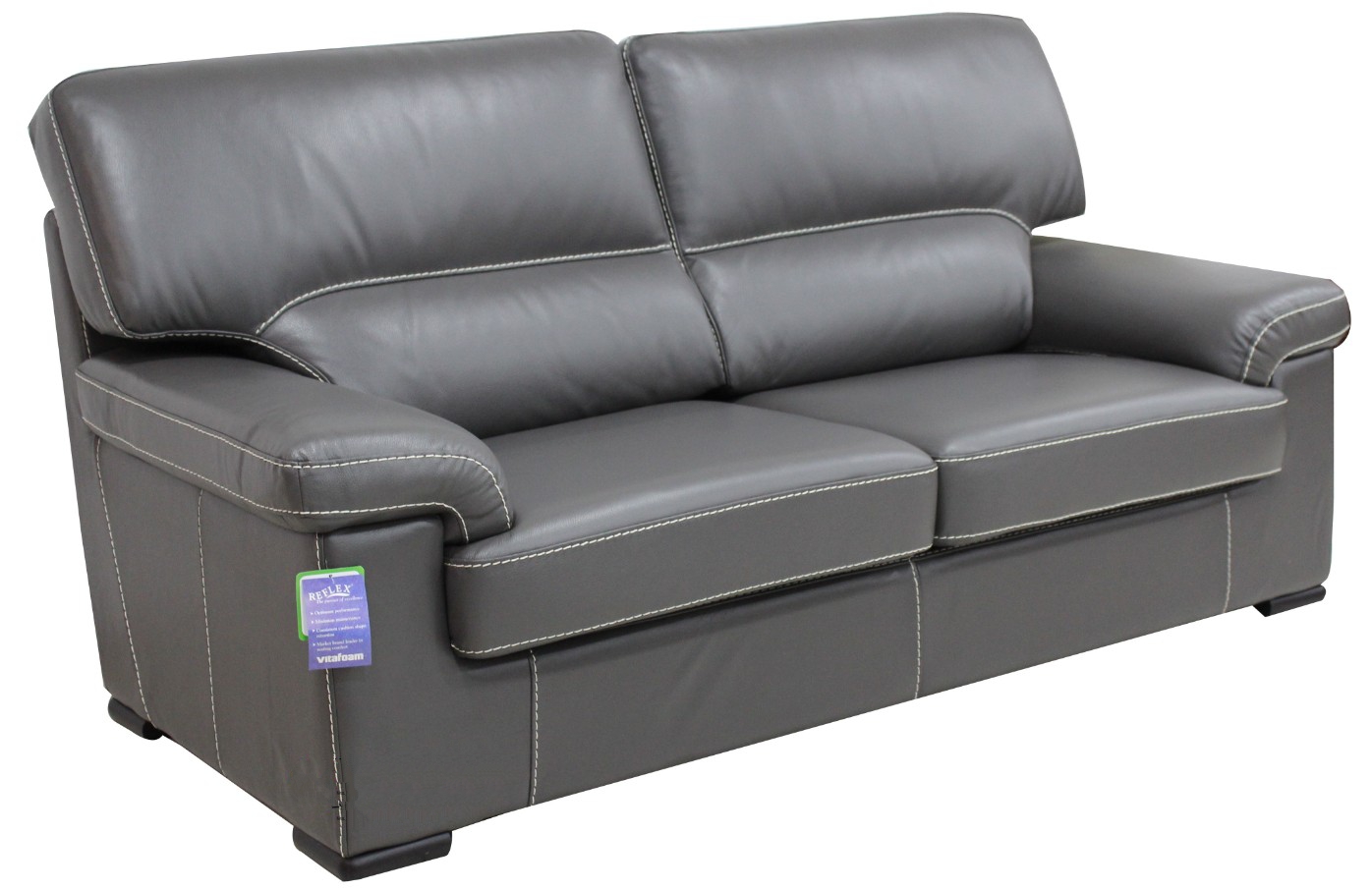 Product photograph of Patrick Handmade Contemporary 3 Seater Sofa Italian Grey Real Leather from Chesterfield Sofas.