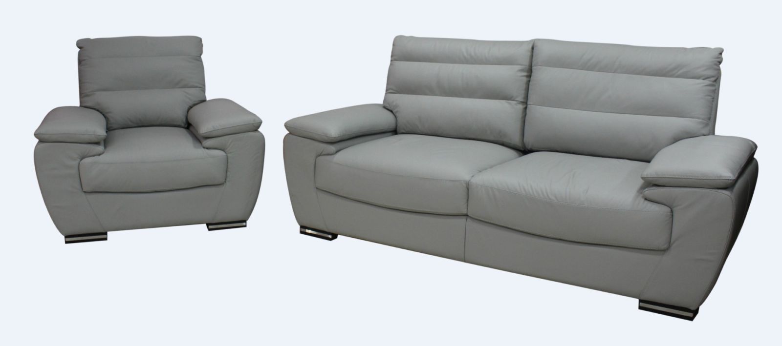 Product photograph of Pavia Handmade 3 1 Seater Sofa Suite Genuine Italian Light Grey Real Leather from Chesterfield Sofas