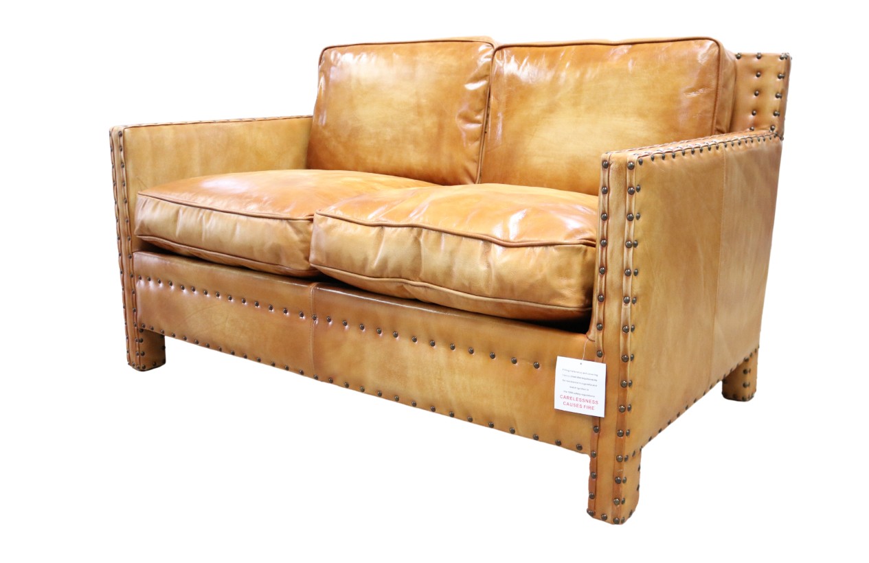 Product photograph of Portofino Handmade Luxury 2 Seater Sofa Vintage Wash Tan Real Leather from Chesterfield Sofas.