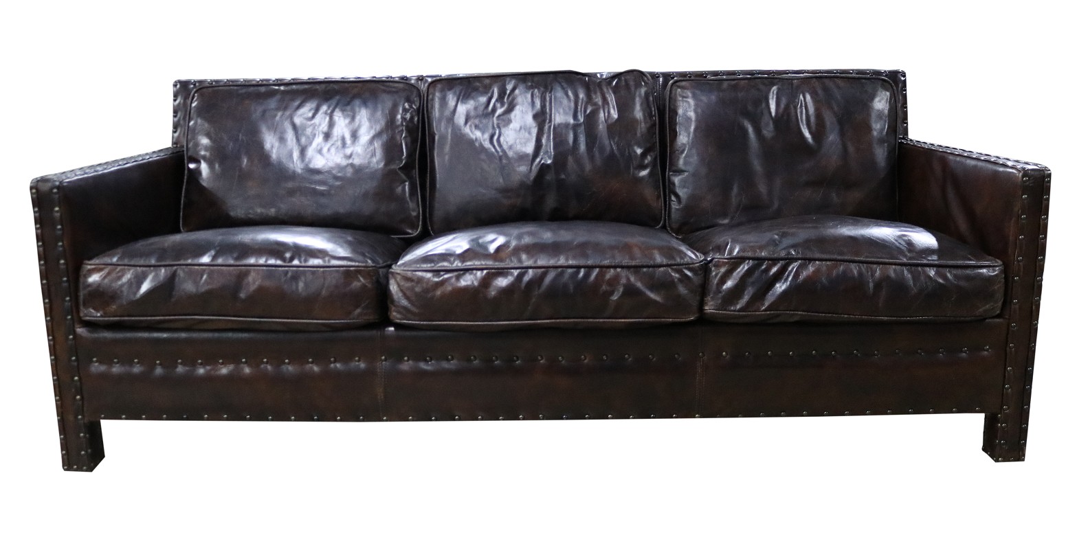 Product photograph of Portofino Luxury 3 Seater Sofa Vintage Tobacco Brown Distressed Real Leather from Chesterfield Sofas