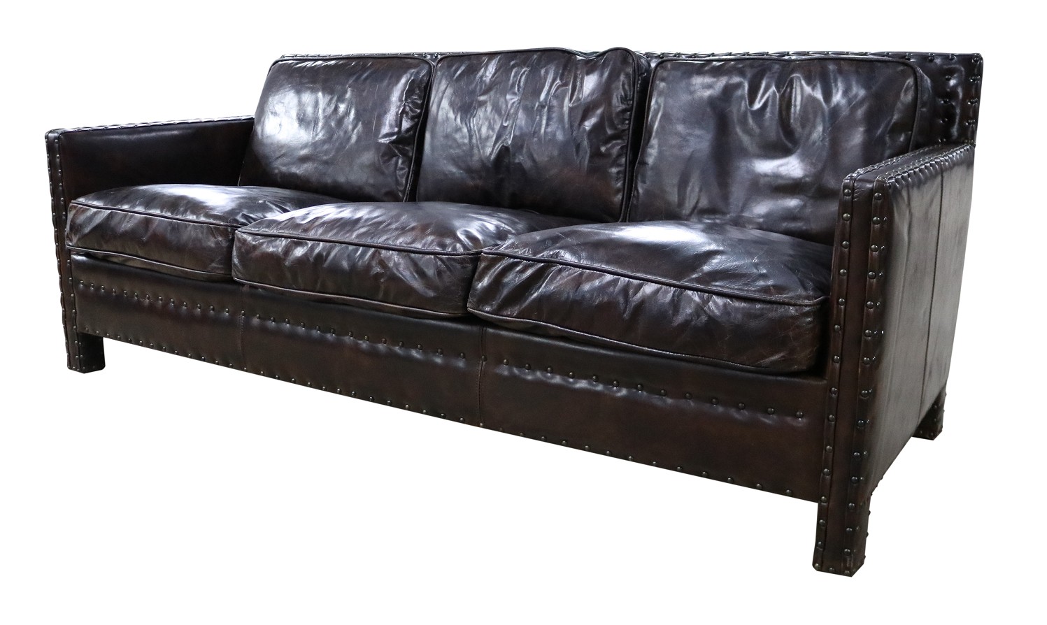 Product photograph of Portofino Luxury 3 Seater Sofa Vintage Tobacco Brown Distressed Real Leather from Chesterfield Sofas.