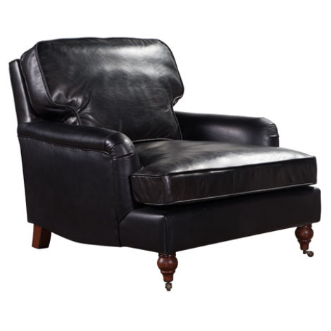 Product photograph of Prescott Handmade Vintage Armchair Black Distressed Real Leather from Chesterfield Sofas