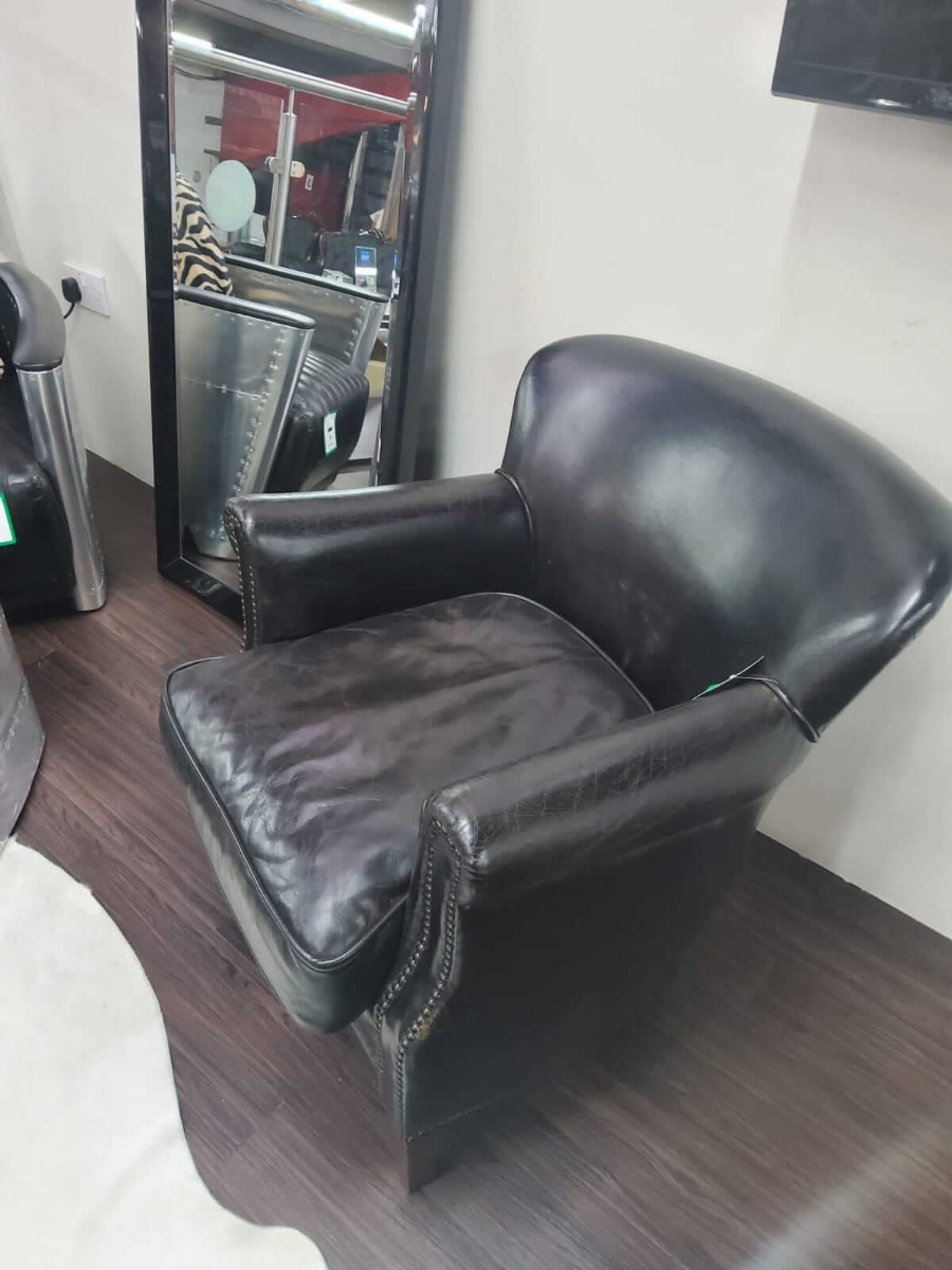 Product photograph of Professor Armchair Vintage Distressed Black Real Leather from Chesterfield Sofas.