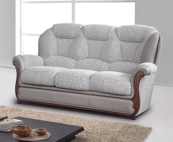 Product photograph of Ravello Handmade 3 Seater Sofa Genuine Italian Grey Real Leather And Fabric from Chesterfield Sofas