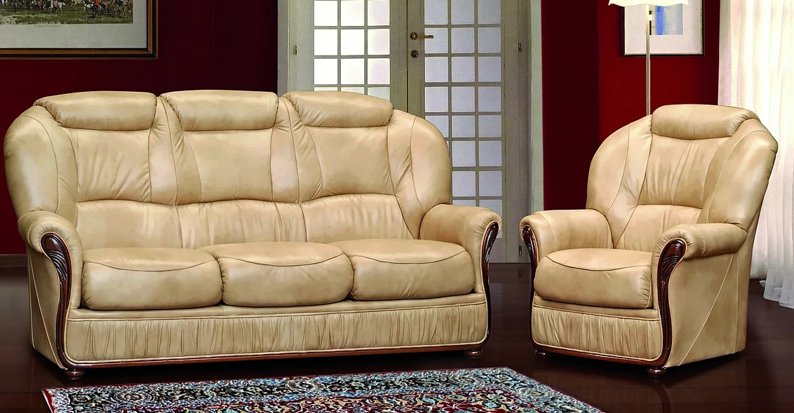 Product photograph of Ravenna Handmade 3 Seater Armchair Sofa Suite Italian Nut Real Leather from Chesterfield Sofas