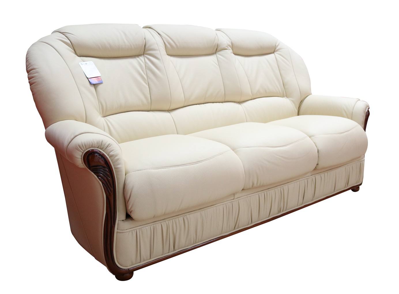 Product photograph of Ravenna Handmade 3 Seater Sofa Settee Italian Cream Real Leather from Chesterfield Sofas.
