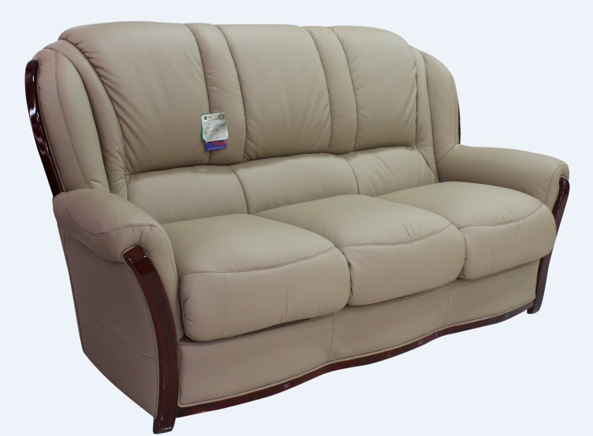 Product photograph of Reggio Handmade 3 Seater Sofa Settee Italian Coffee Milk Real Leather from Chesterfield Sofas.