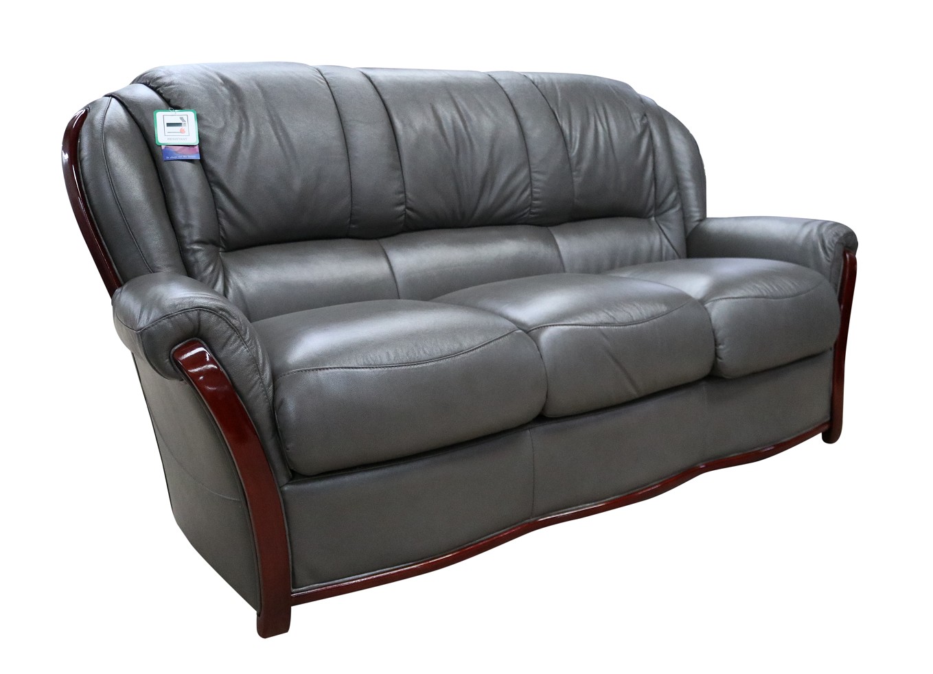 Product photograph of Reggio Handmade 3 Seater Sofa Settee Italian Dark Grey Real Leather from Chesterfield Sofas.