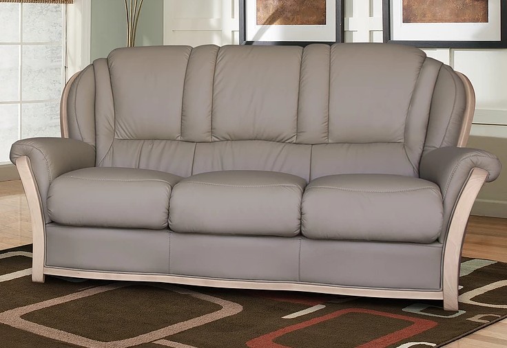 Product photograph of Reggio Handmade 3 Seater Sofa Settee Italian Light Grey Real Leather from Chesterfield Sofas