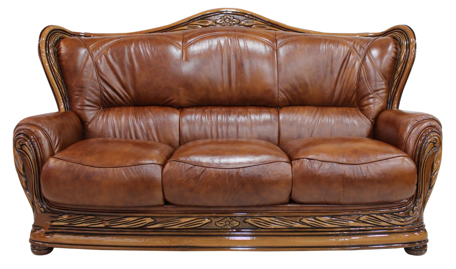 Product photograph of Regina Handmade 3 Seater Sofa Settee Genuine Italian Tabak Brown Real Leather from Chesterfield Sofas
