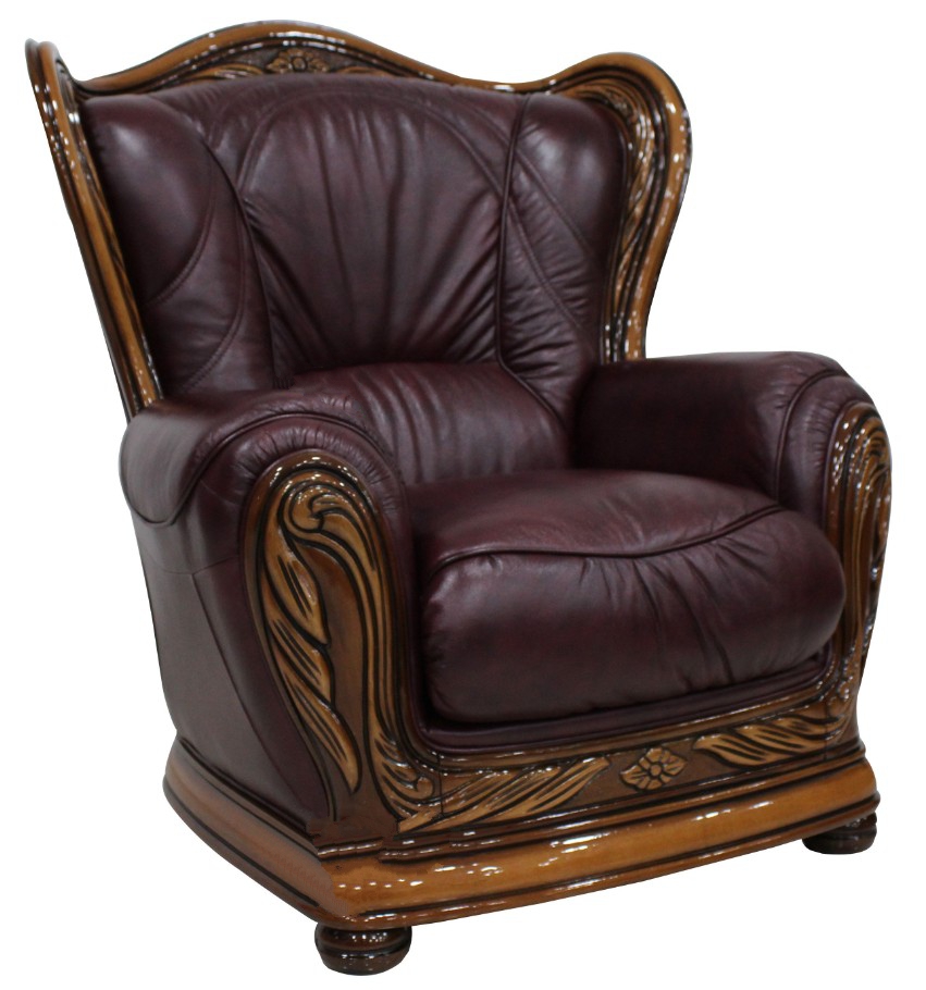 Product photograph of Regina Handmade Armchair Genuine Italian Burgandy Real Leather from Chesterfield Sofas