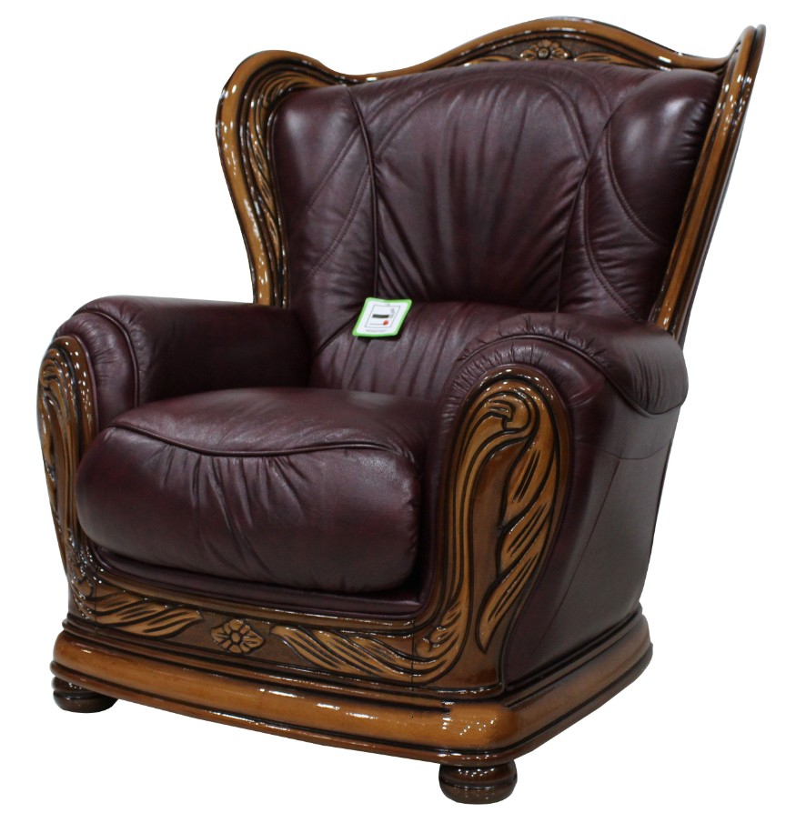 Product photograph of Regina Handmade Armchair Genuine Italian Burgandy Real Leather from Chesterfield Sofas.