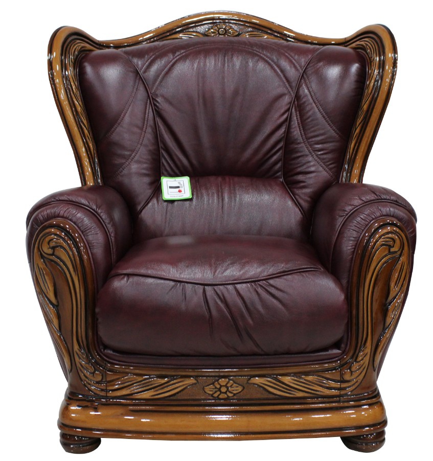 Product photograph of Regina Handmade Armchair Genuine Italian Burgandy Real Leather from Chesterfield Sofas.