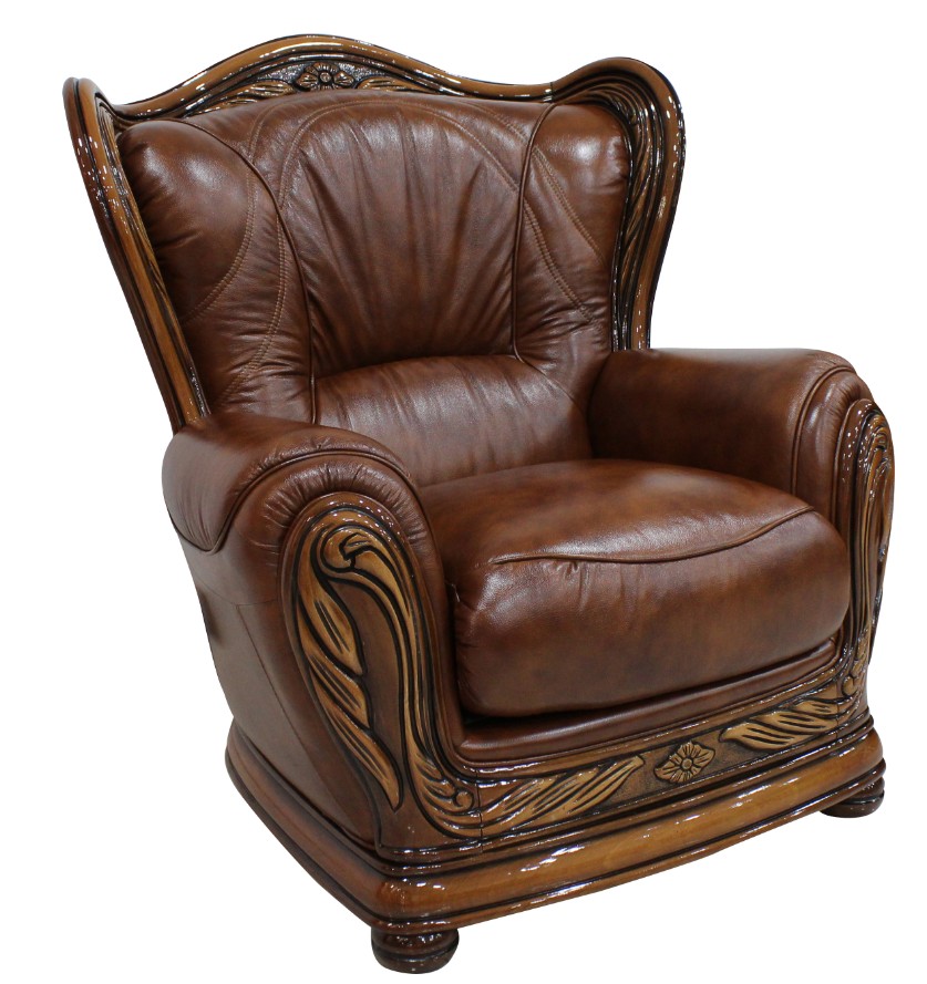 Product photograph of Regina Handmade Armchair Genuine Italian Tabak Brown Real Leather from Chesterfield Sofas
