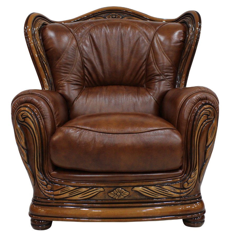 Product photograph of Regina Handmade Armchair Genuine Italian Tabak Brown Real Leather from Chesterfield Sofas.