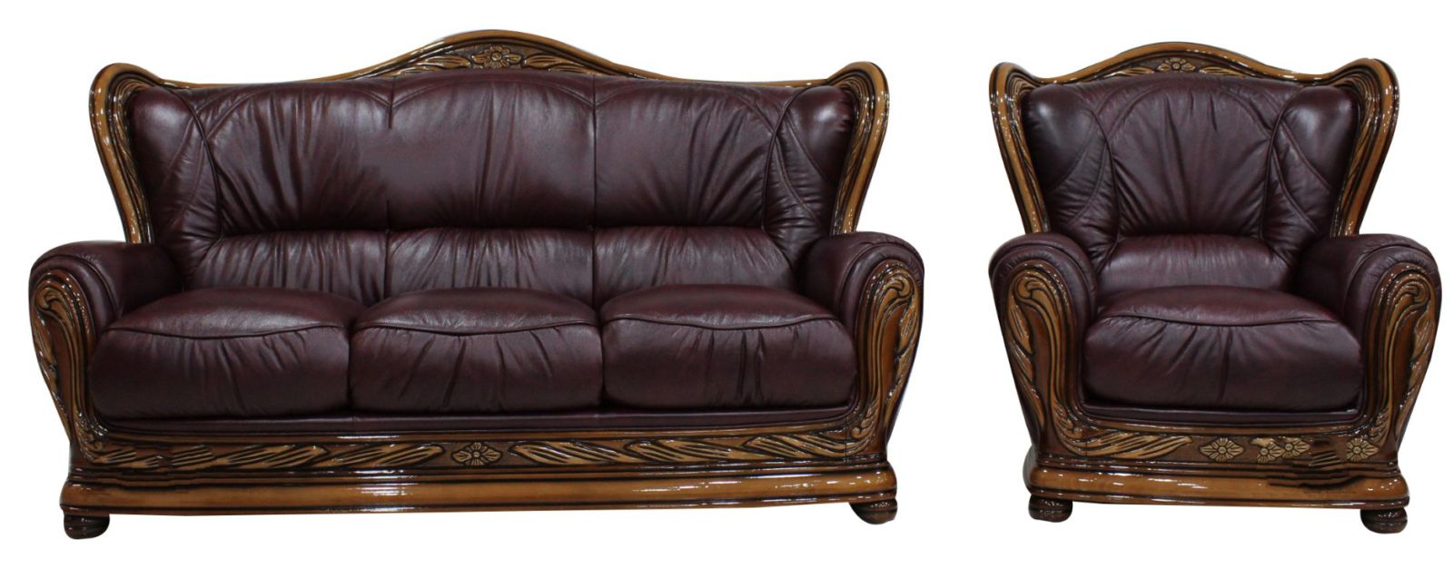 Product photograph of Regina Original 3 1 Sofa Settee Suite Genuine Italian Burgandy Real Leather from Chesterfield Sofas