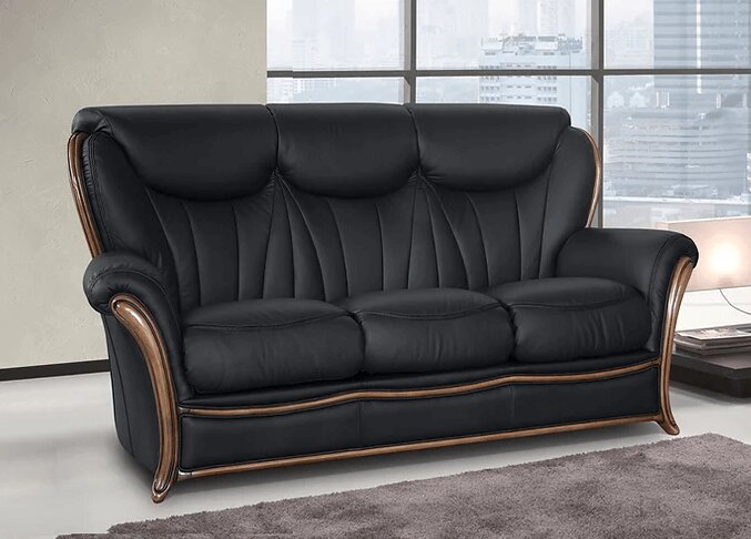 Product photograph of Rimini Custom Made 3 Seater Sofa Genuine Italian Black Real Leather from Chesterfield Sofas