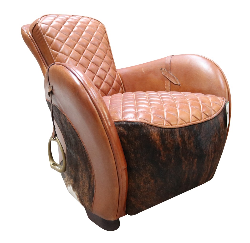 Product photograph of Rodeo Saddle Lounge Vintage Tan Distressed Real Leather Chair from Chesterfield Sofas