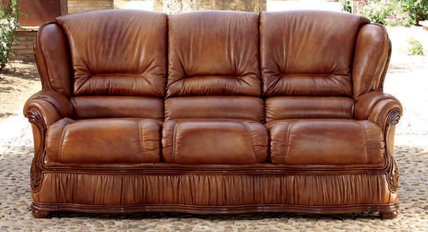 Product photograph of Roma Handmade 3 Seater Sofa Settee Italian Tobaco Brown Real Leather from Chesterfield Sofas