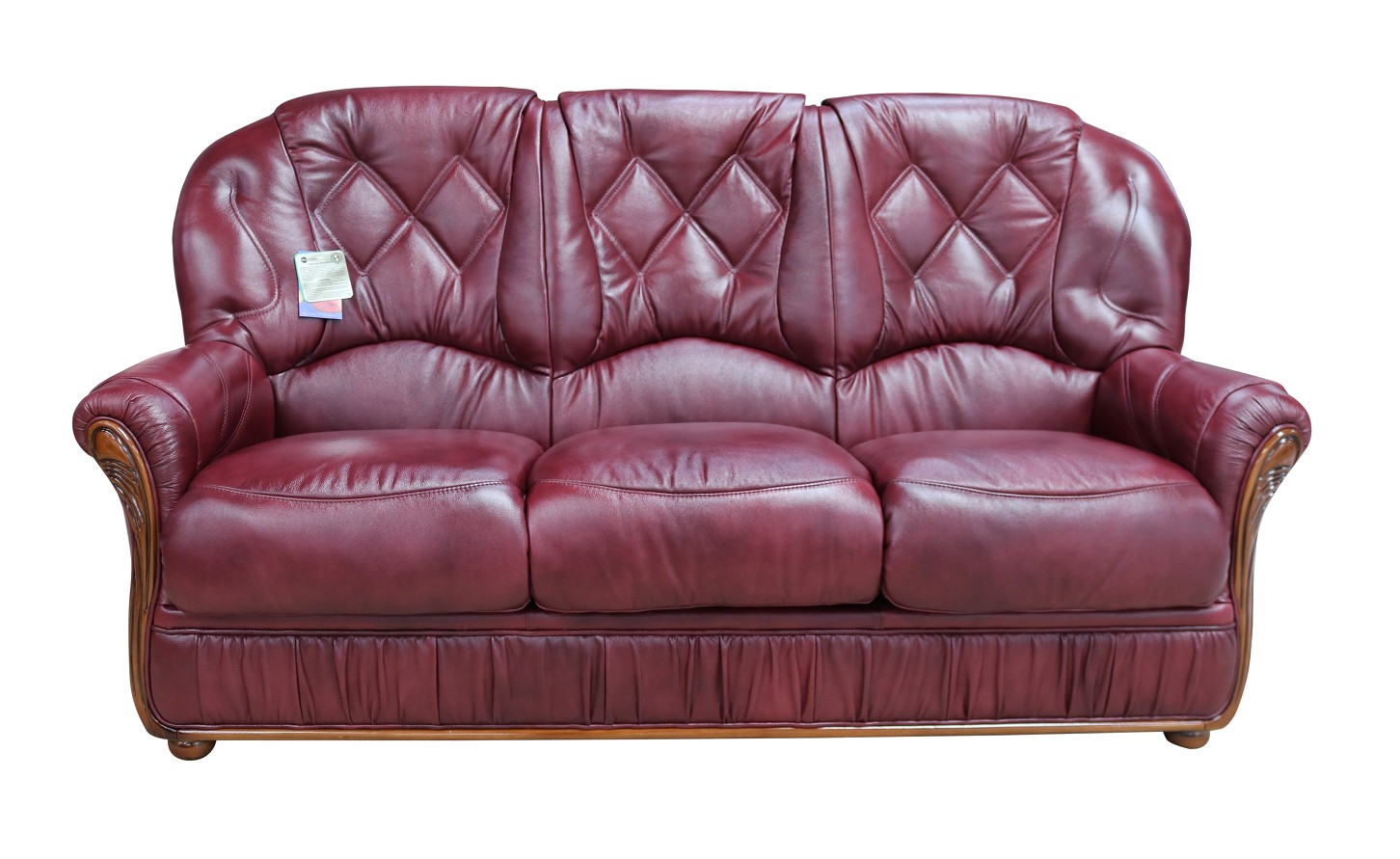 Product photograph of Rome Handmade 3 Seater Sofa Settee Genuine Italian Burgundy Real Leather from Chesterfield Sofas