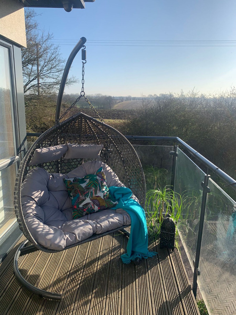 Product photograph of Saga Grey Rattan Double Egg Chair With Aluminium Base from Chesterfield Sofas