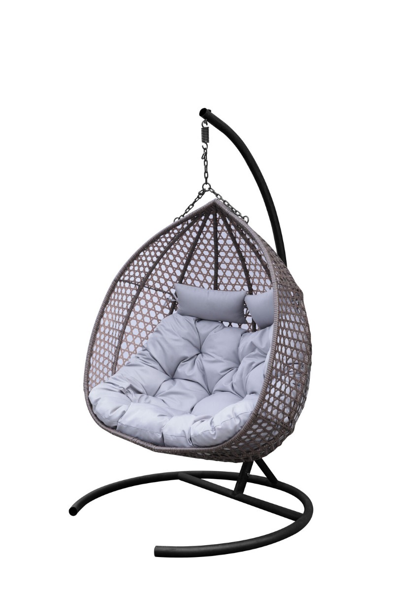 Product photograph of Saga Grey Rattan Double Egg Chair With Aluminium Base from Chesterfield Sofas.