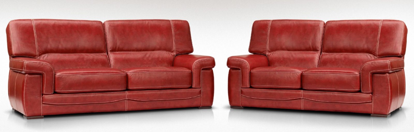 Product photograph of Siena Custom Made 3 2 Settee Sofa Suite Italian Red Real Leather from Chesterfield Sofas